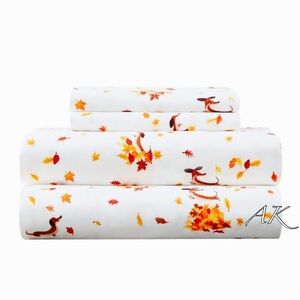 Dachshund Autumn Fall Leaves Leaf Queen Sheet Set 🐾 Doxie Wiener